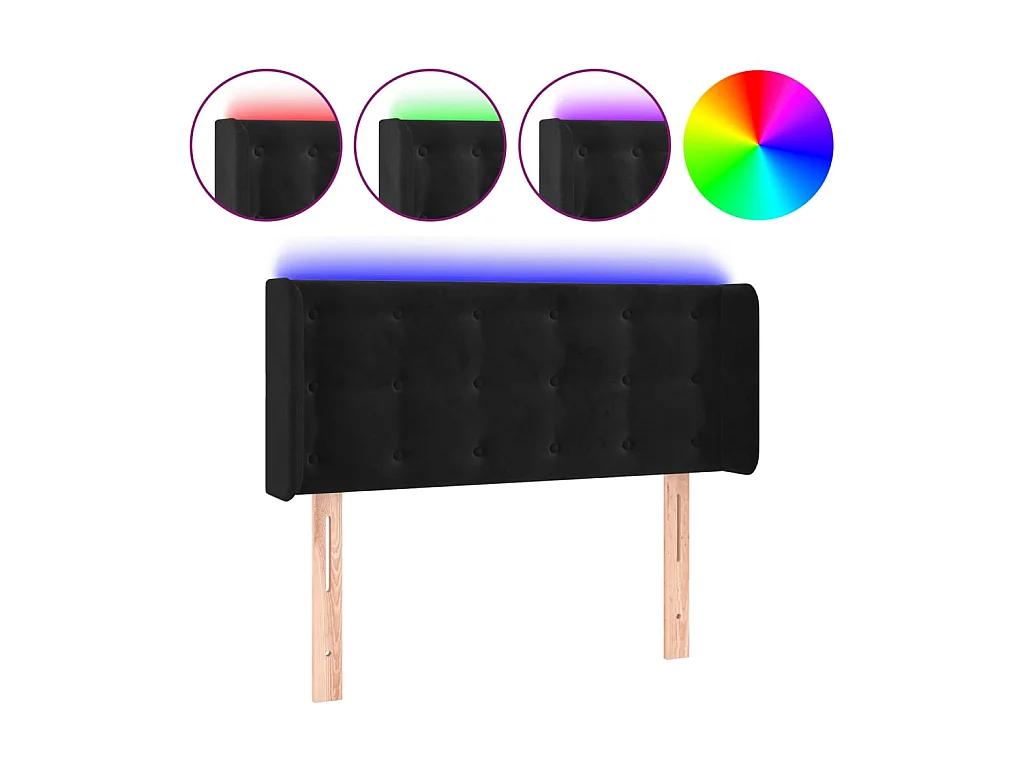 Tête de lit à LED Noir 83x16x78/88 cm Velours POI24718 BonneVie Meuble