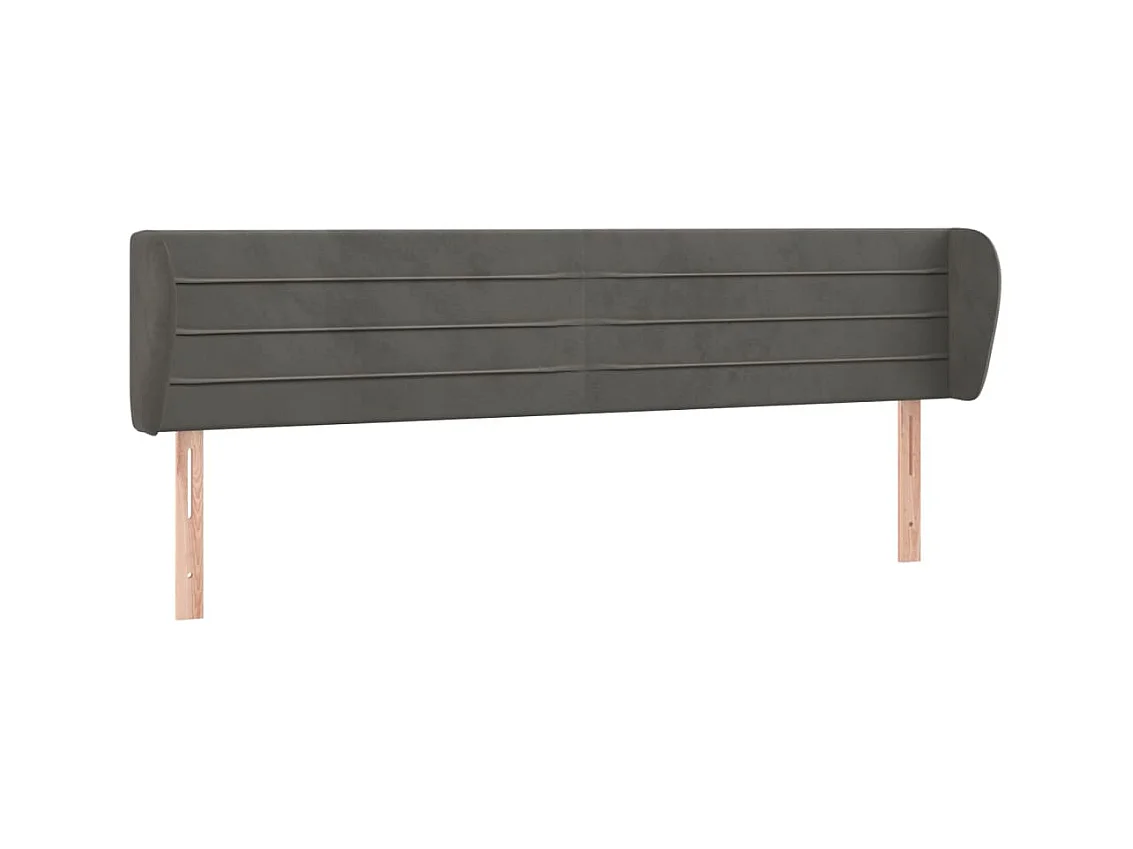 Tête de lit avec oreilles Gris foncé 203x23x78/88 cm Velours POI55123 BonneVie Meuble