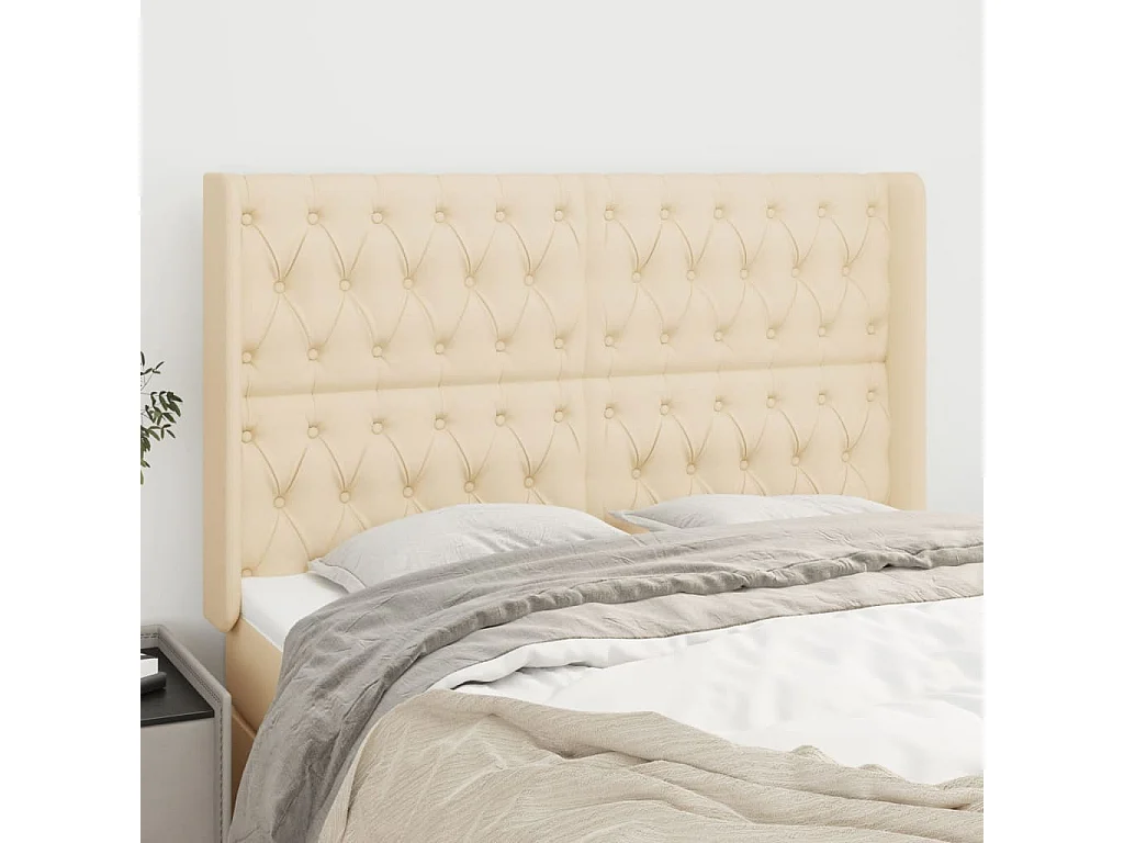 Kopfteil,Bettkopfteil mit Ohren Creme 147x16x118/128 cm Stoff -gkd67175