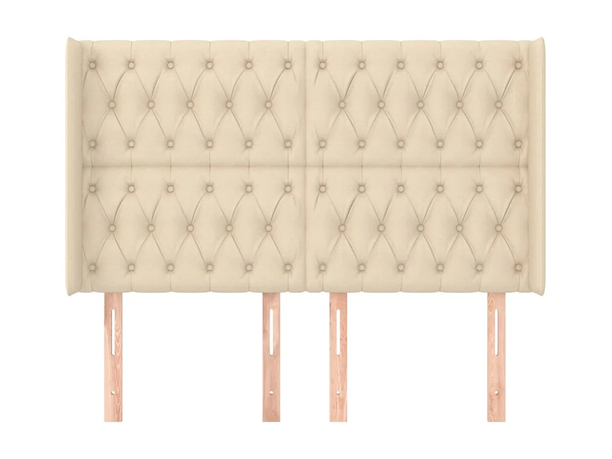 Tête de lit avec oreilles Crème 147x16x118/128 cm Tissu POI34001 BonneVie Meuble