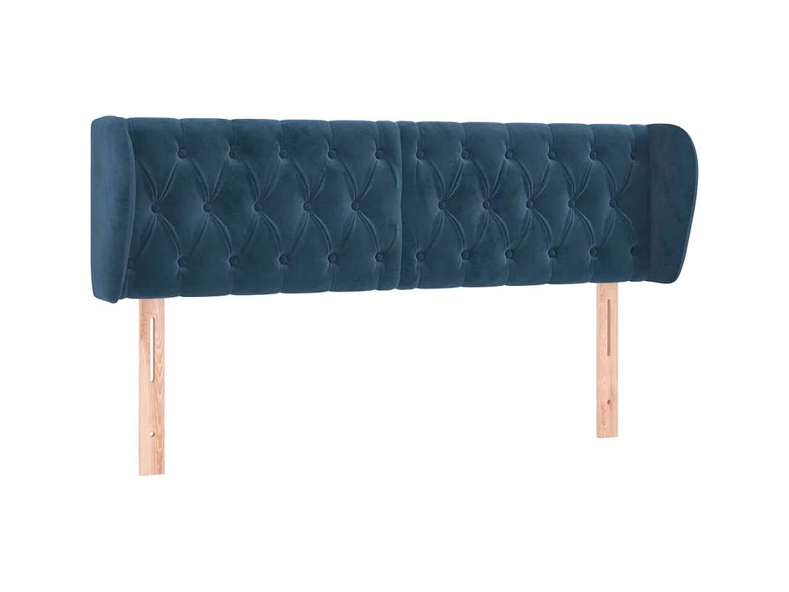 Tête de lit avec oreilles Bleu foncé 163x23x78/88 cm Velours POI23845 BonneVie Meuble