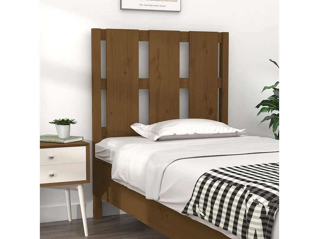 Tête de lit Marron miel 80,5x4x100 cm Bois massif de pin POI39144 BonneVie Meuble