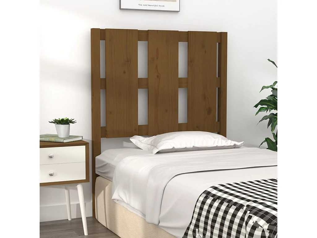 Tête de lit Marron miel 80,5x4x100 cm Bois massif de pin POI39144 BonneVie Meuble