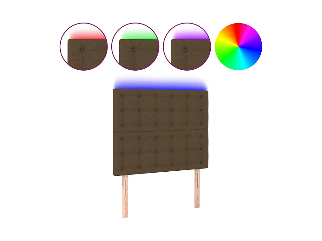 Tête de lit à LED Marron foncé 100x5x118,128 cm Tissu LWE36411 BonneVie Meuble