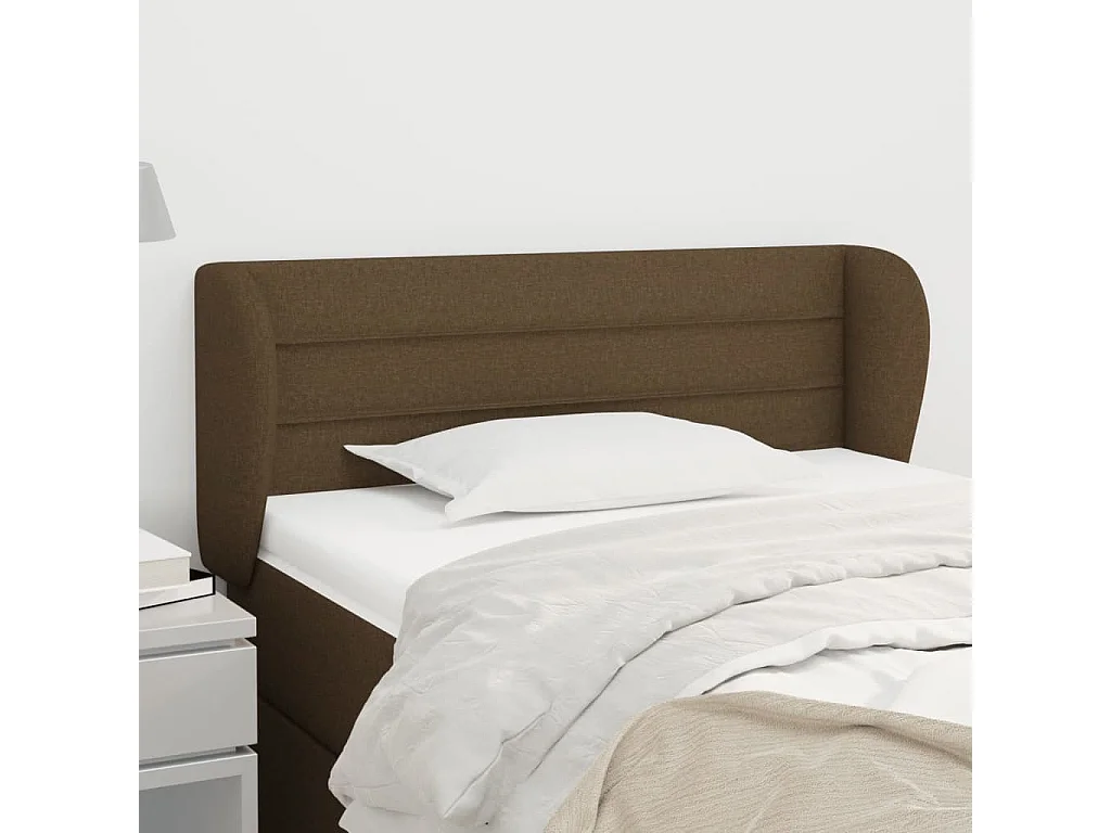 Tête de lit avec oreilles Marron foncé 93x23x78/88 cm Tissu POI91462 BonneVie Meuble