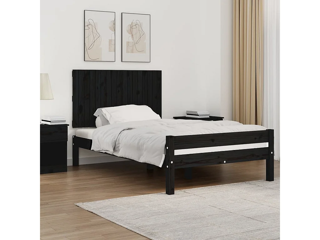Cabecero de cama de pared madera maciza pino negro 108x3x60 cm ES46968