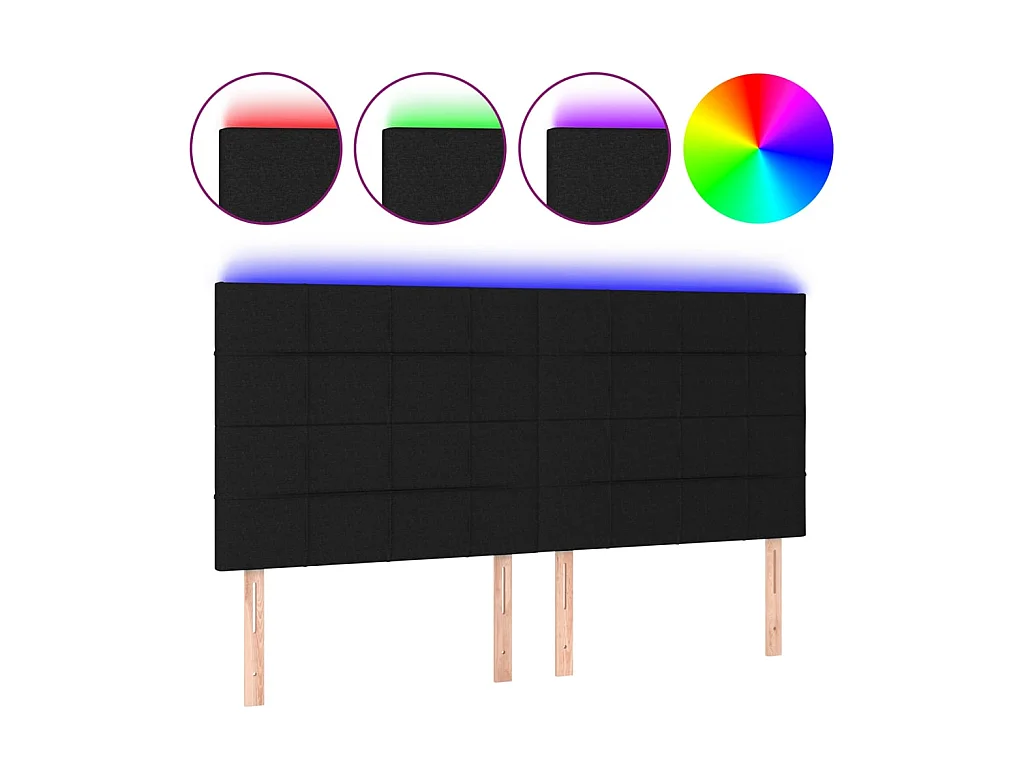 Tête de lit à LED Noir 180x5x118/128 cm Tissu POI73861 BonneVie Meuble