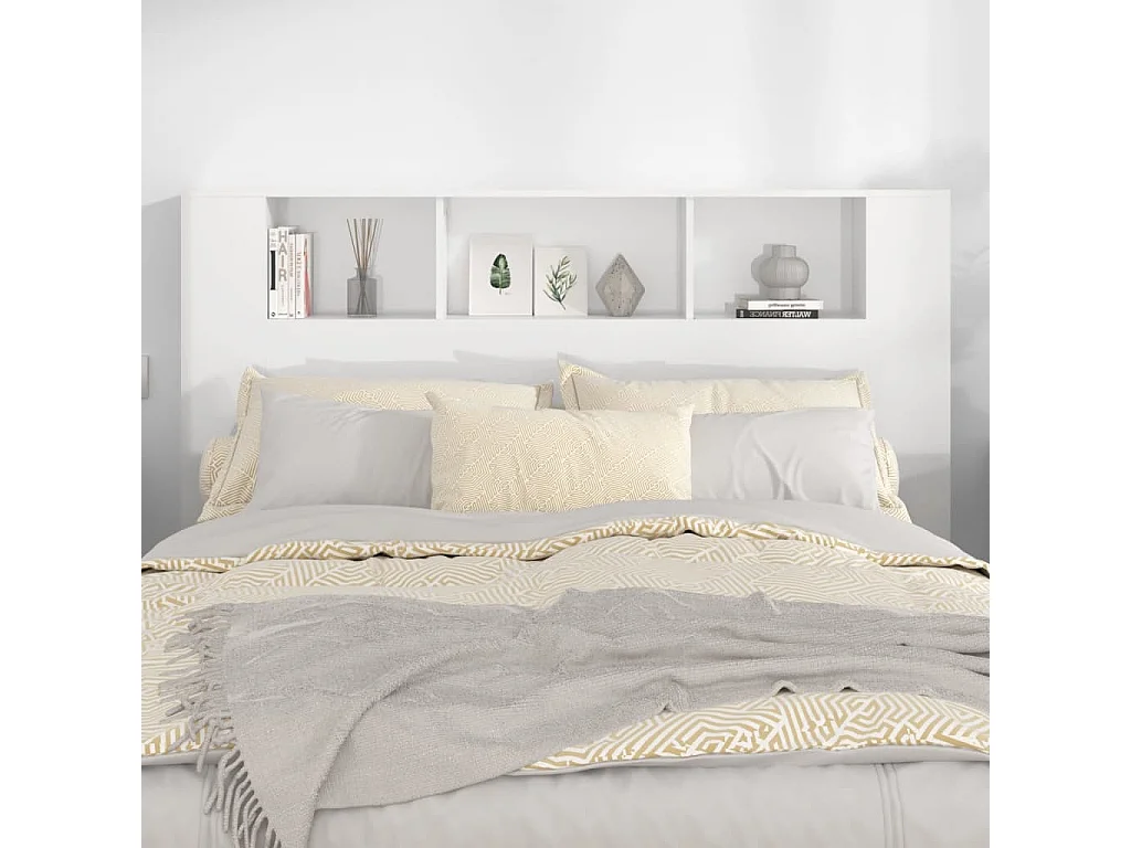 Armário de cabeceira 160x18,5x104,5 cm branco brilhante PT845554