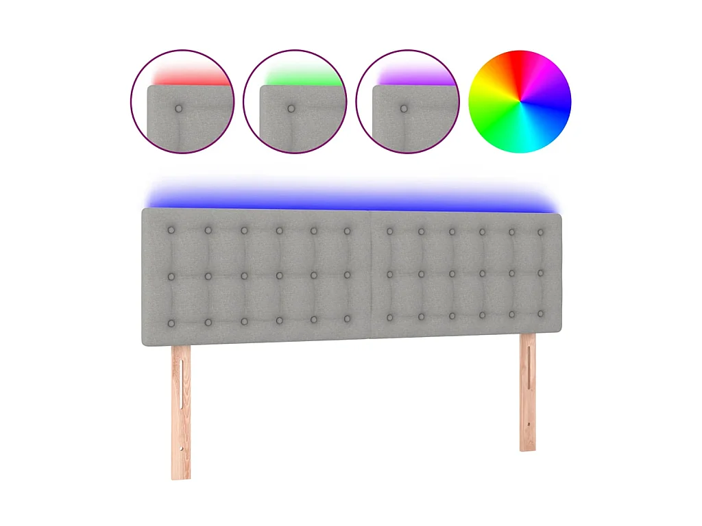 Testiera a LED Grigio Chiaro 144x5x78/88 cm in Tessuto CFW978085