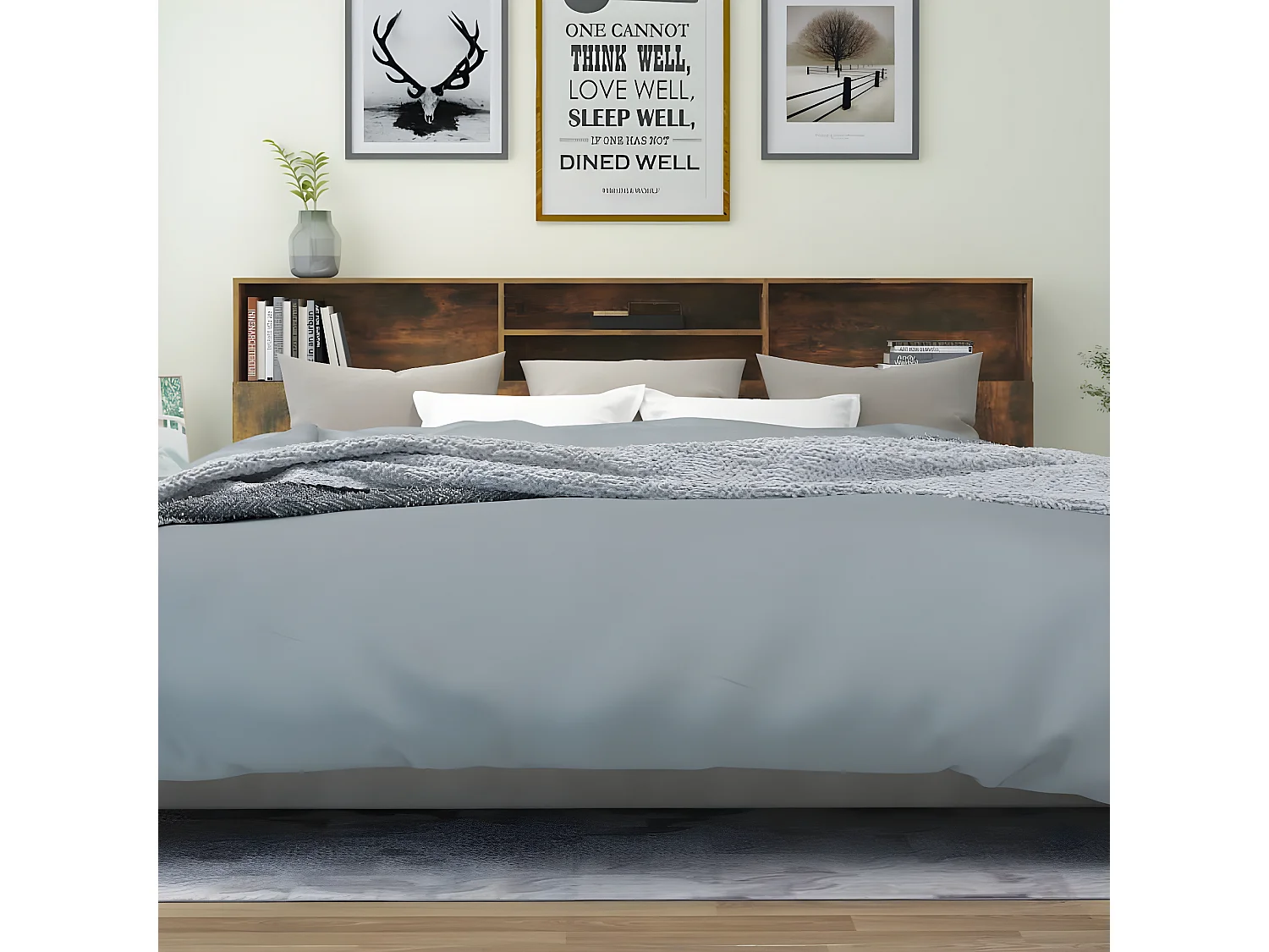 Testiera | Testata del letto con Contenitore Rovere Fumo 220x19x103,5 cm