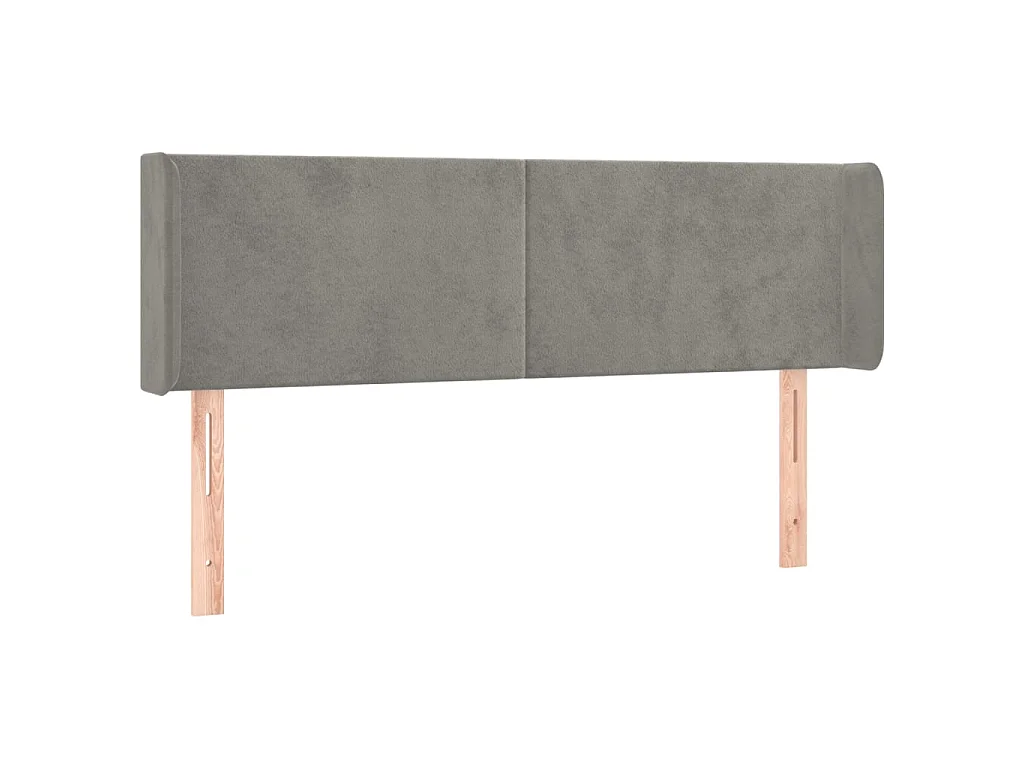Tête de lit avec oreilles Gris clair 147x16x78/88 cm Velours POI32402 BonneVie Meuble