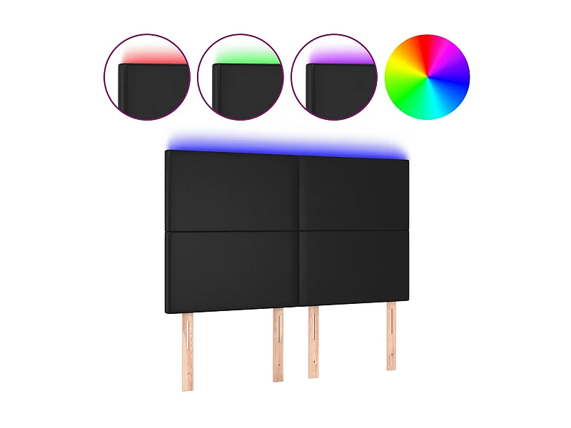 Tête de lit à LED Noir 144x5x118/128 cm Similicuir POI29324 BonneVie Meuble