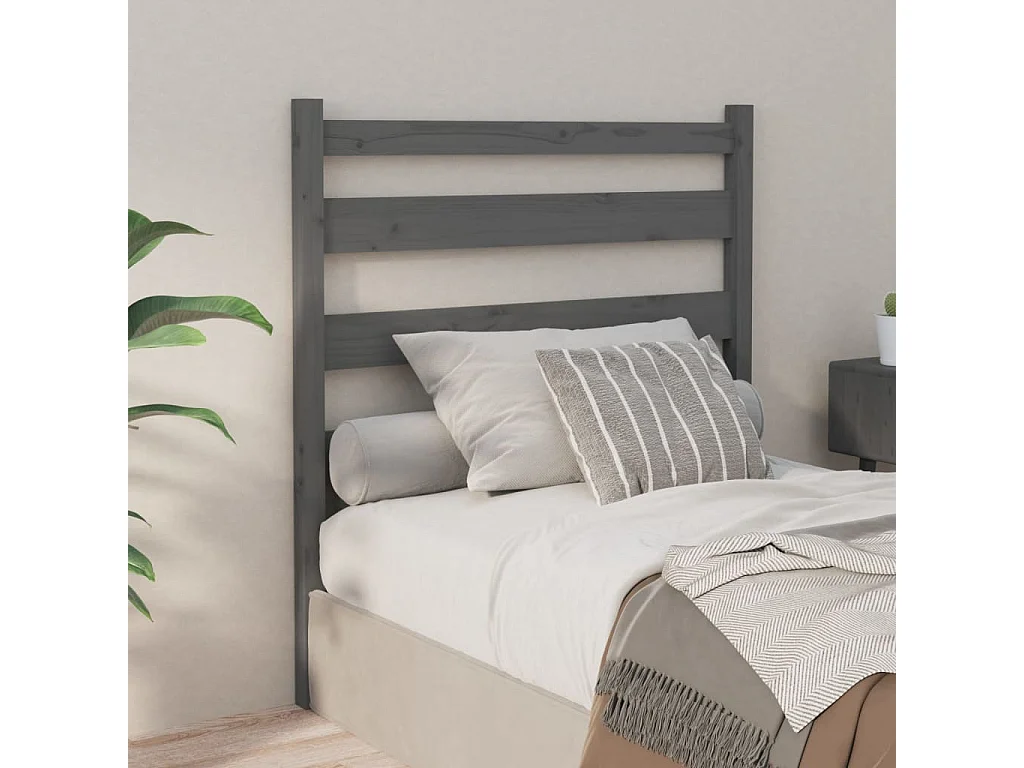 Cabeceira de cama 96x4x100 cm pinho maciço cinzento PT230283
