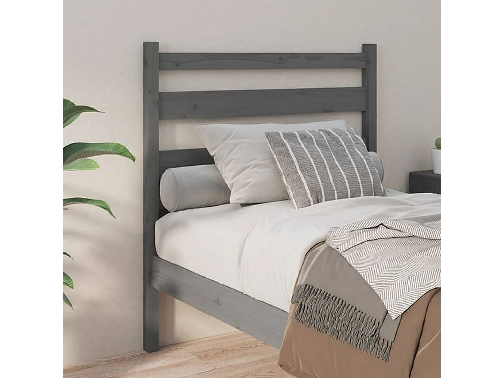 Cabeceira de cama 96x4x100 cm pinho maciço cinzento PT230283