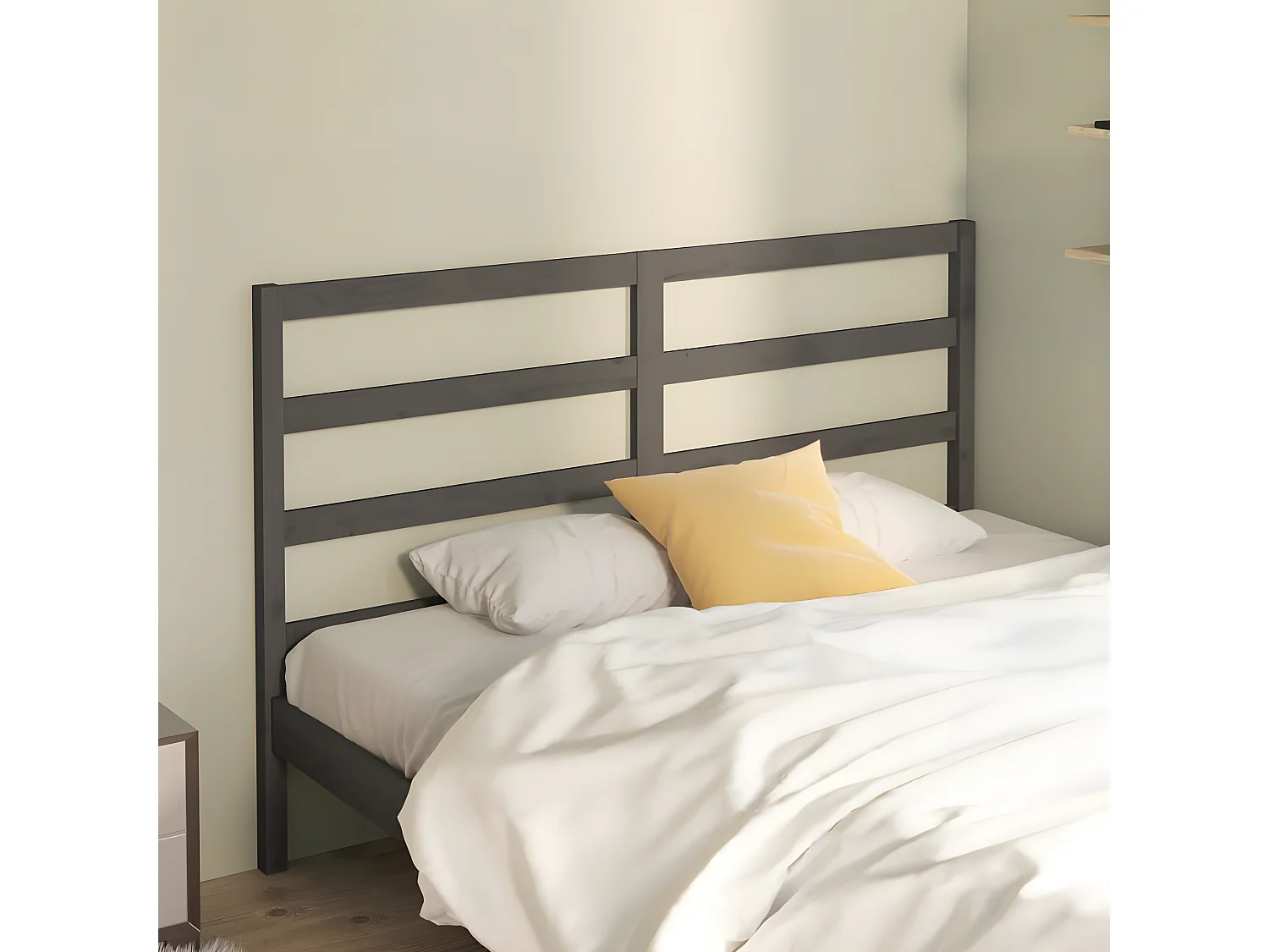 Cabeceira de cama 126x4x100 cm pinho maciço cinzento PT614396