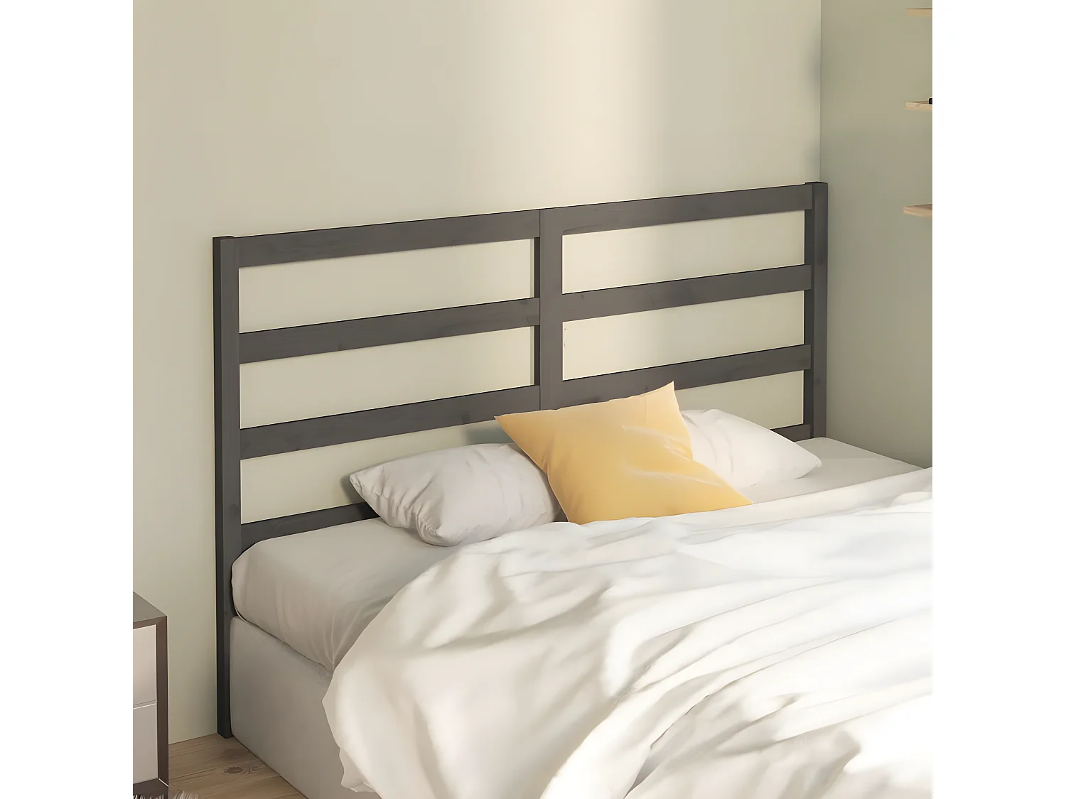 Tête de lit Gris 126x4x100 cm Bois massif de pin POI39560 BonneVie Meuble