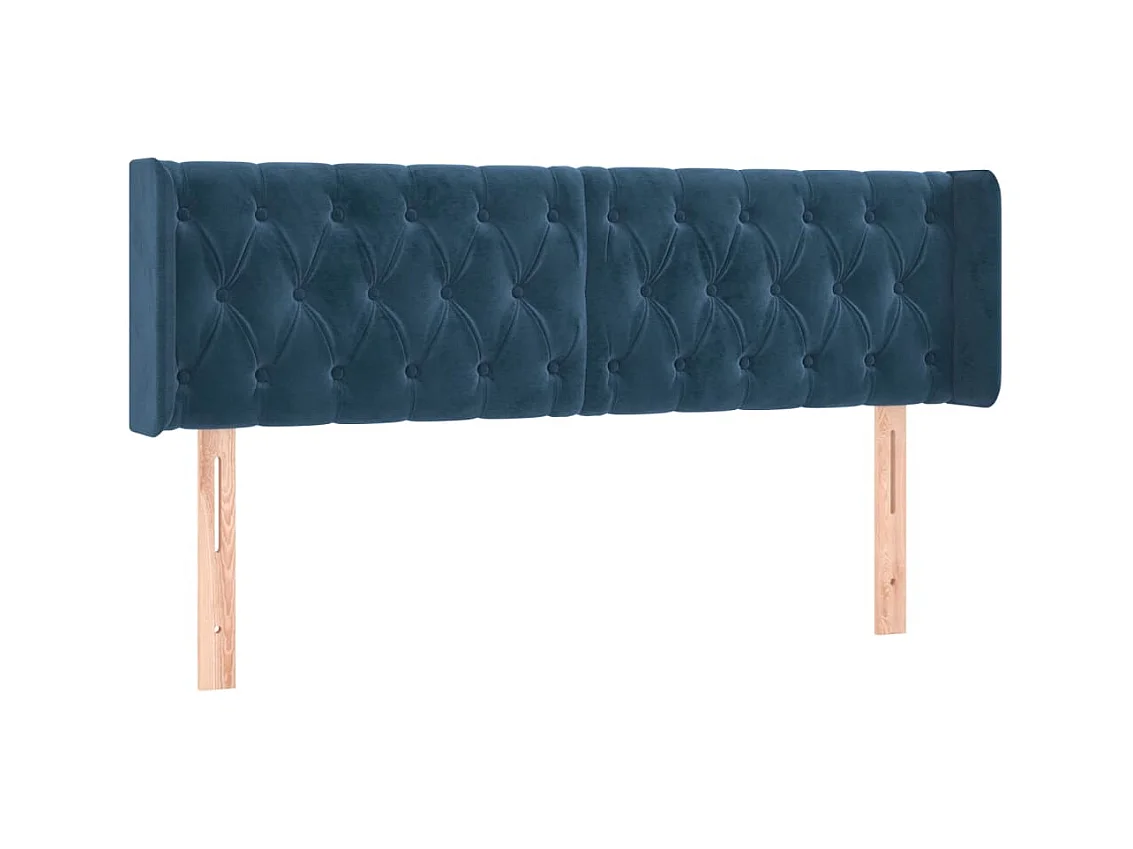 Testiera | Testata del letto ad Orecchio Blu Scuro 163x16x78/88 cm in Velluto