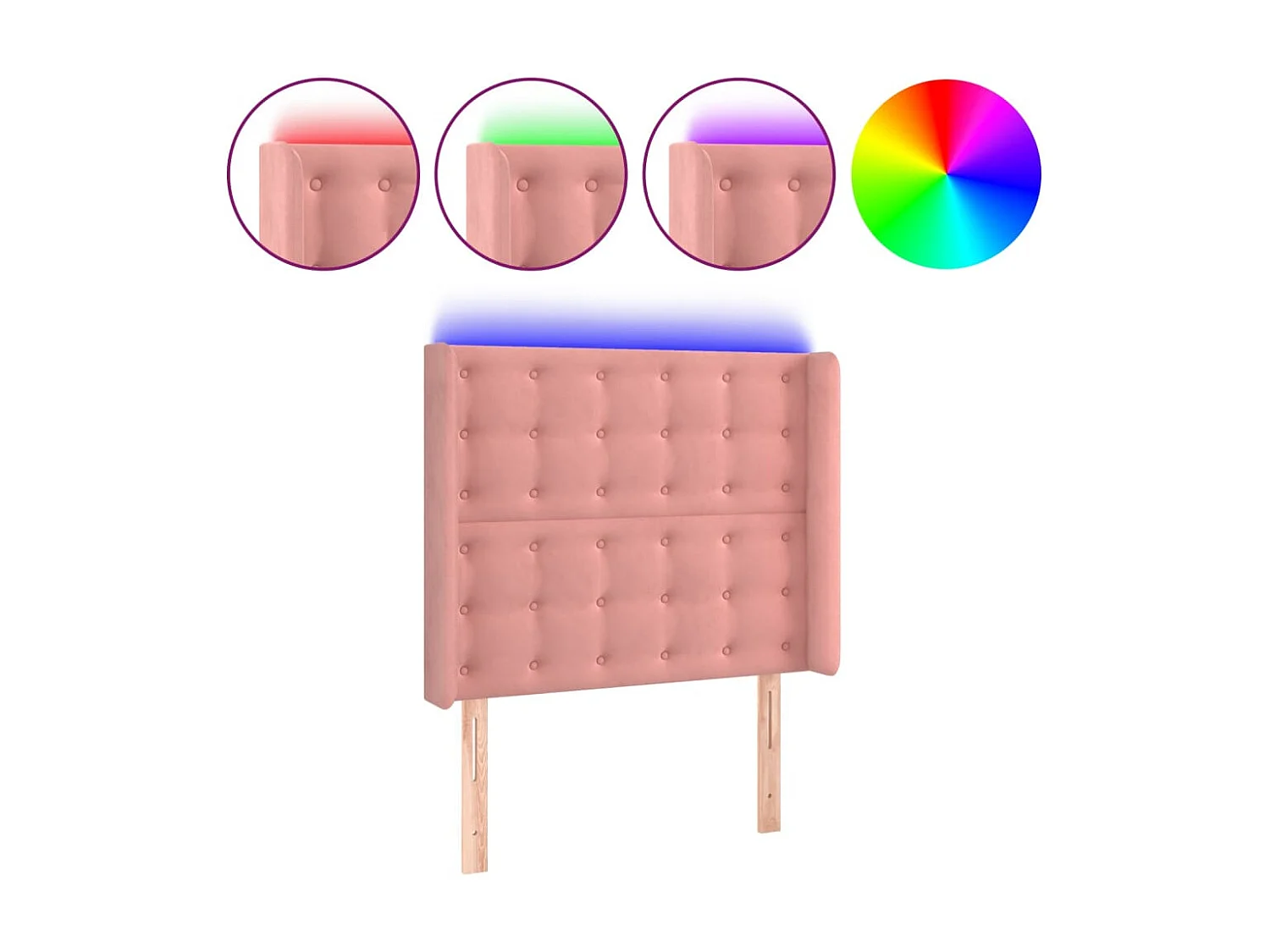 LED Kopfteil,Bettkopfteil Rosa 103x16x118/128 cm Samt -gkd244774