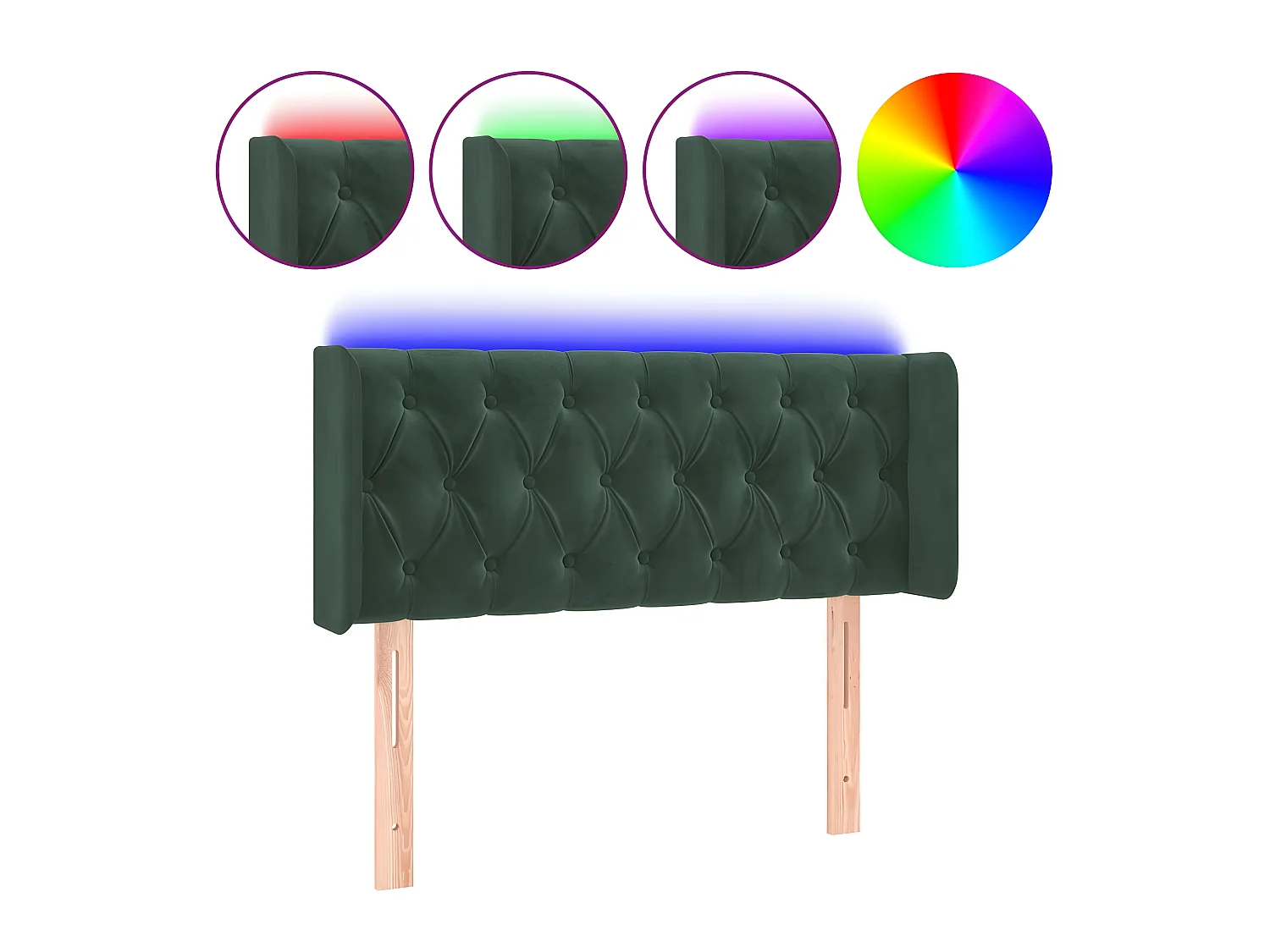Tête de lit à LED Vert foncé 93x16x78,88 cm Velours LKC65420 BonneVie Meuble
