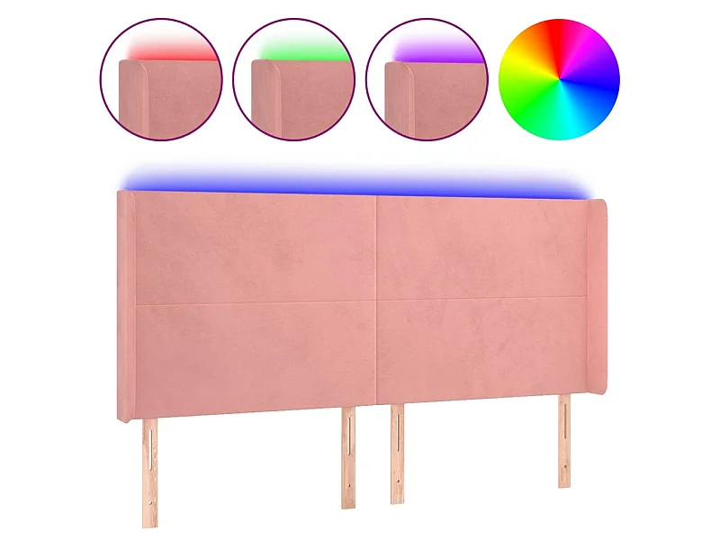 Hoofdbord LED 183x16x118/128 cm fluweel roze NL848590