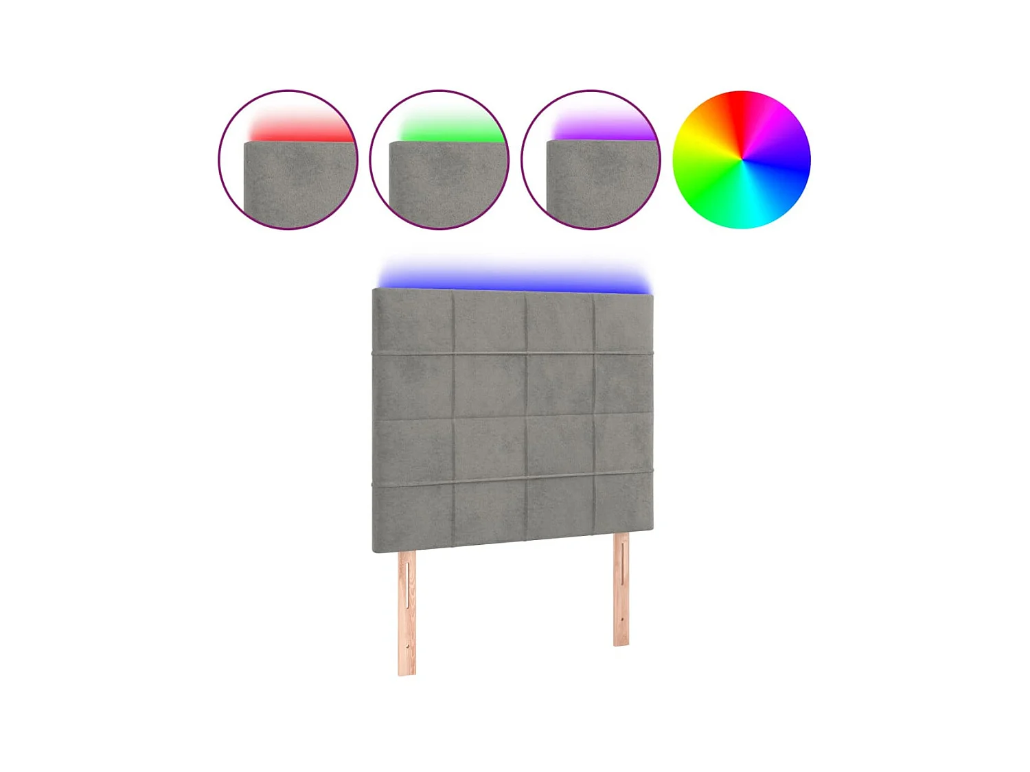 Tête de lit à LED Gris clair 80x5x118/128 cm Velours POI68590 BonneVie Meuble