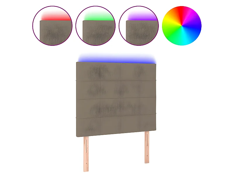 Tête de lit à LED Taupe 90x5x118/128 cm Tissu POI20982 BonneVie Meuble