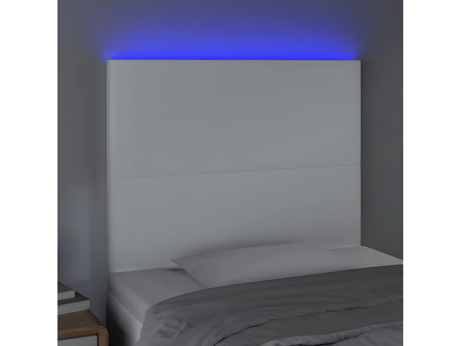 Cabecero con luces LED cuero sintético blanco 90x5x118/128 cm ES45620