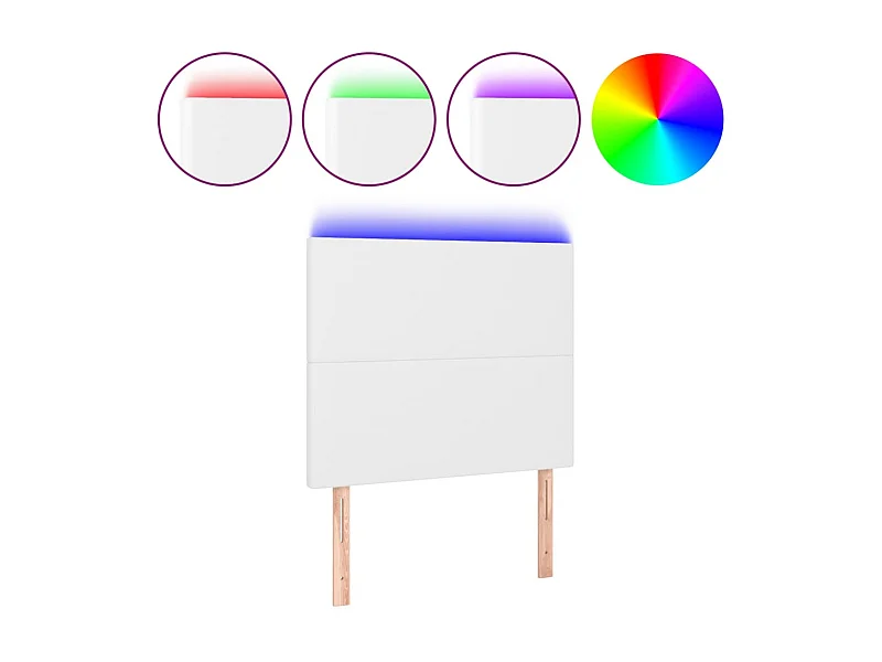 Cabeceira cama c/ LED couro artificial 90x5x118/128 cm branco PT708936