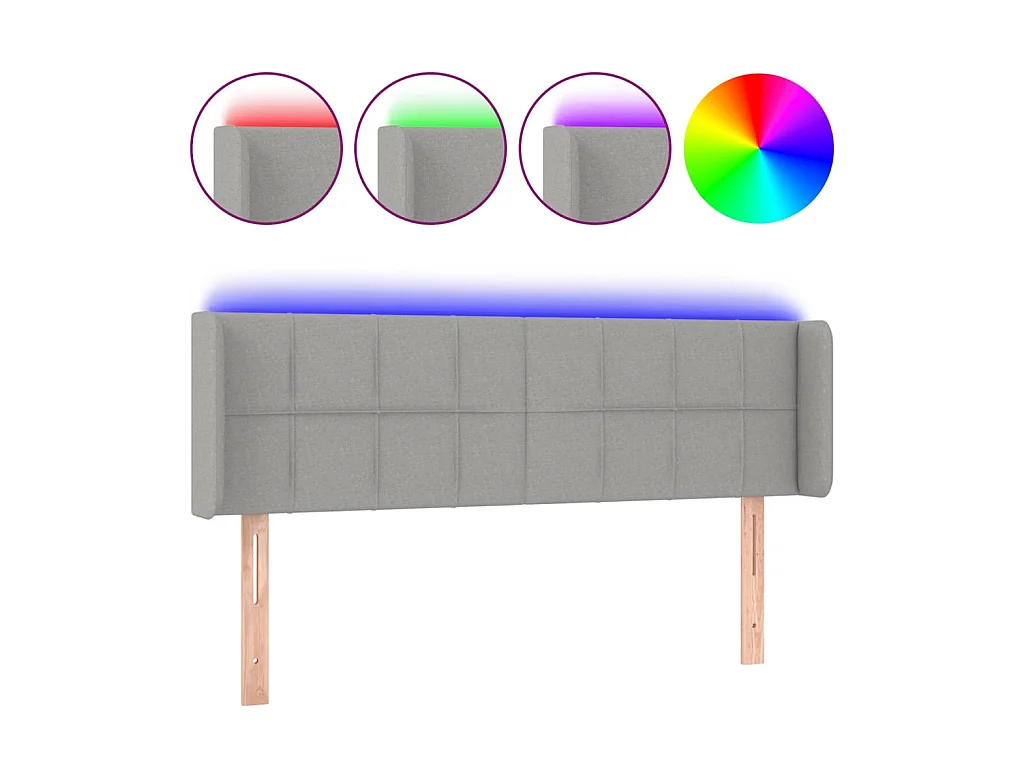 Tête de lit à LED Gris clair 147x16x78/88 cm Tissu POI19747 BonneVie Meuble