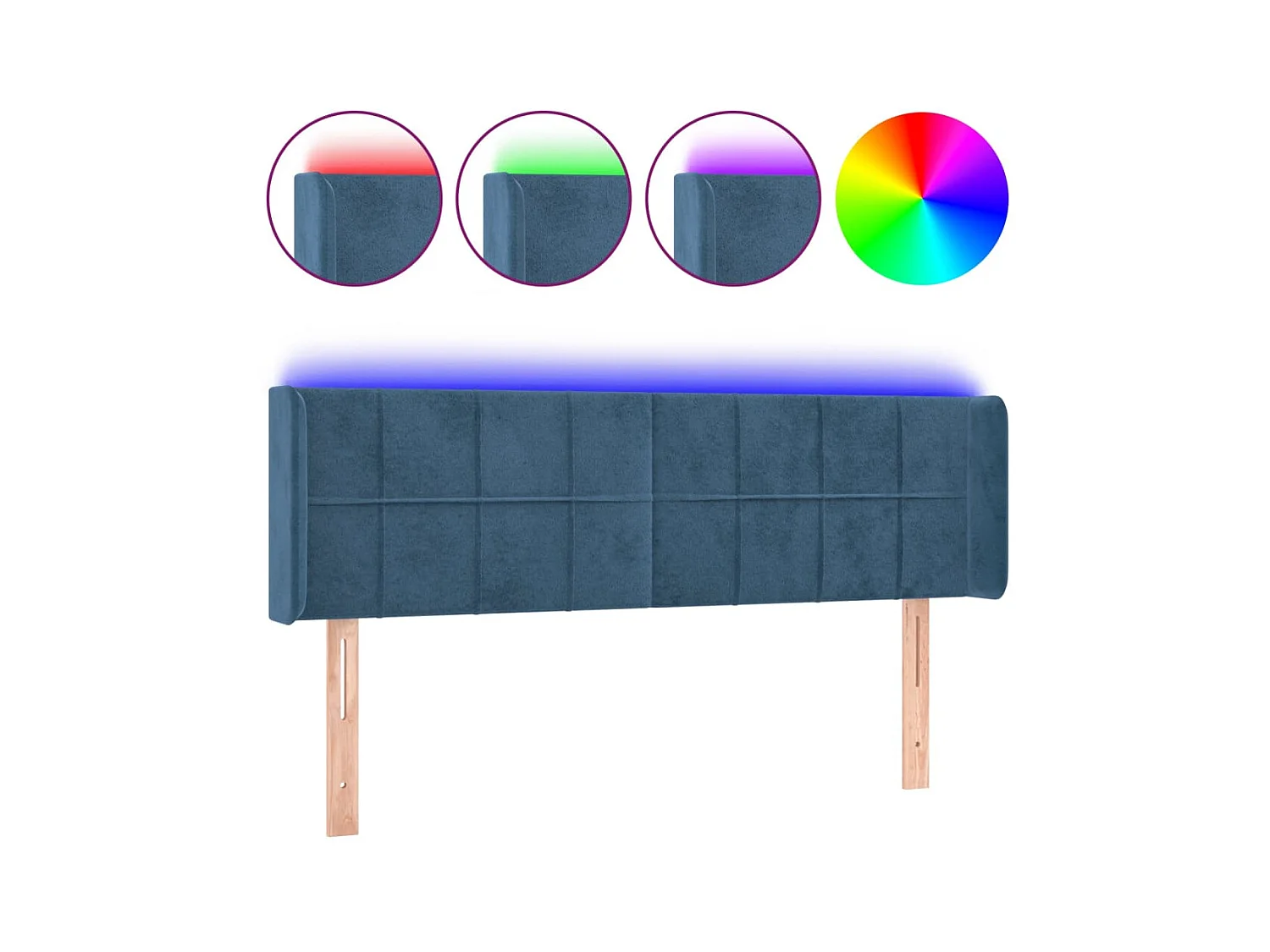 Tête de lit à LED Bleu foncé 147x16x78/88 cm Velours POI79958 BonneVie Meuble