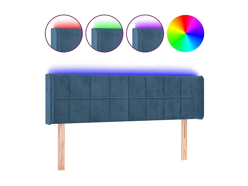 Tête de lit à LED Bleu foncé 147x16x78/88 cm Velours POI79958 BonneVie Meuble