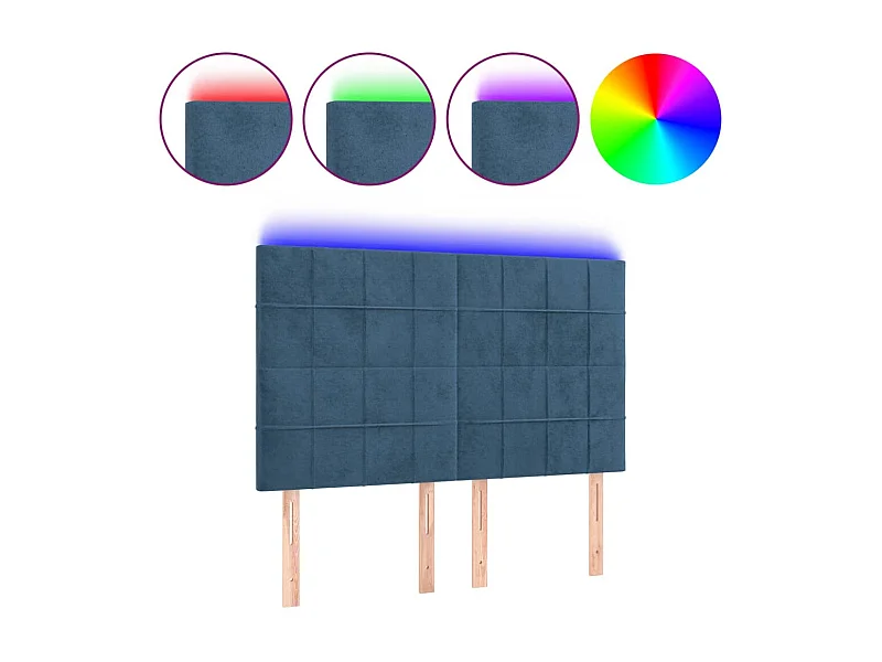 Cabecero con luces LED terciopelo azul oscuro 144x5x118/128 cm ES60629