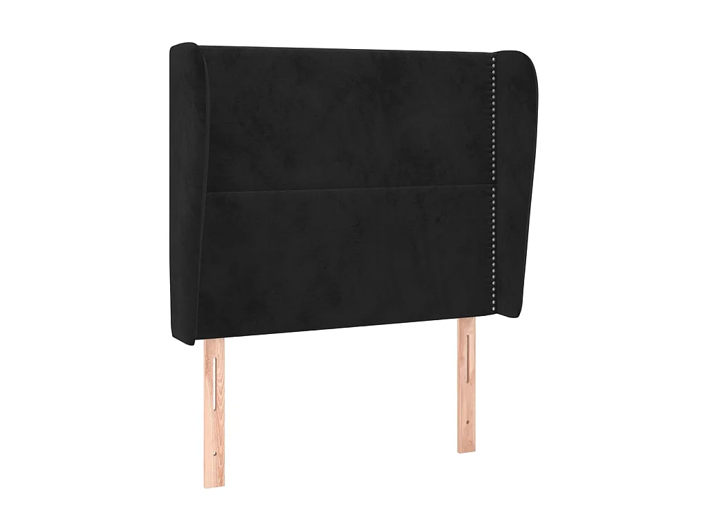 Tête de lit avec oreilles Noir 103x23x118/128 cm Velours POI60415 BonneVie Meuble