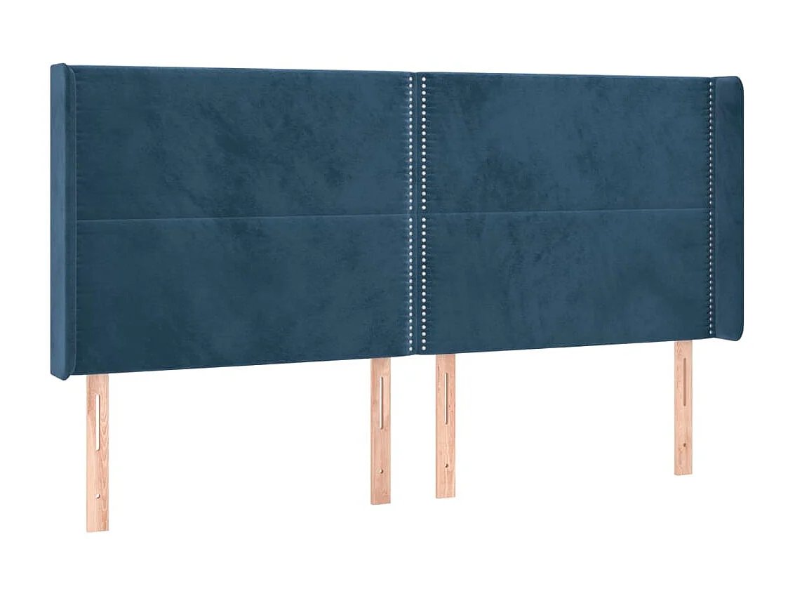 Tête de lit avec oreilles Bleu foncé 203x16x118/128 cm Velours POI18725 BonneVie Meuble