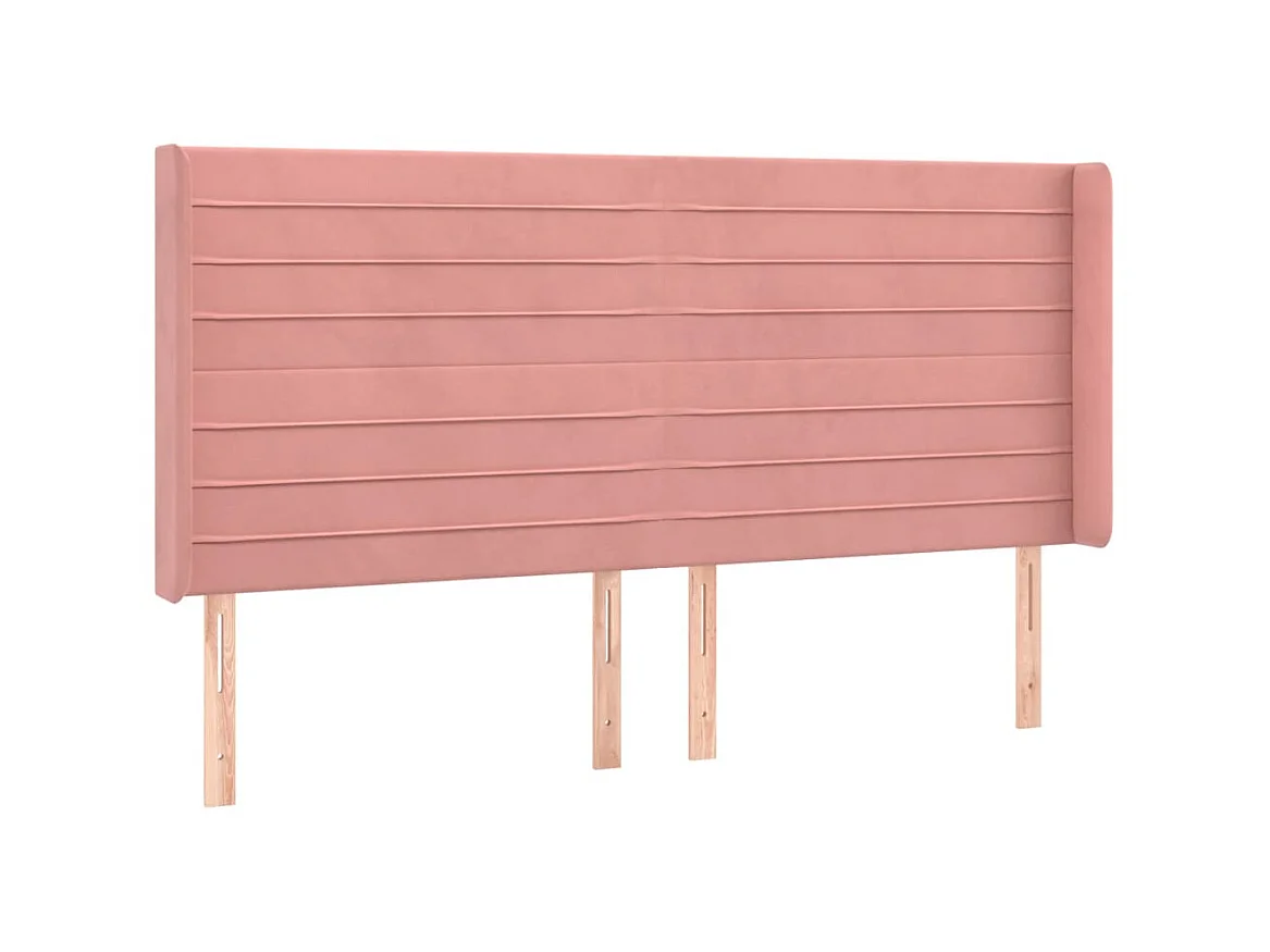 Tête de lit avec oreilles Rose 163x16x118/128 cm Velours POI18600 BonneVie Meuble