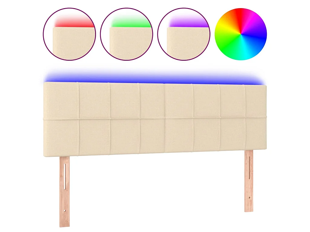 Cabecero con LED de tela color crema 144x5x78/88 cm ES89397