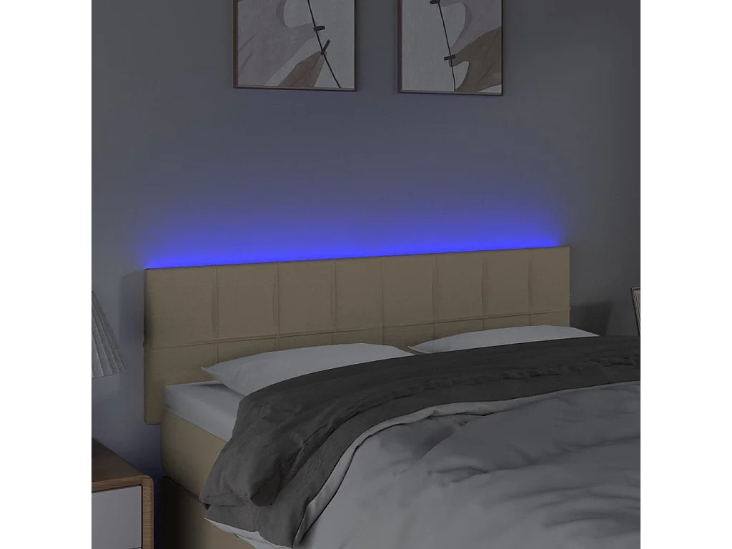Tête de lit à LED Crème 144x5x78/88 cm Tissu POI41558 BonneVie Meuble