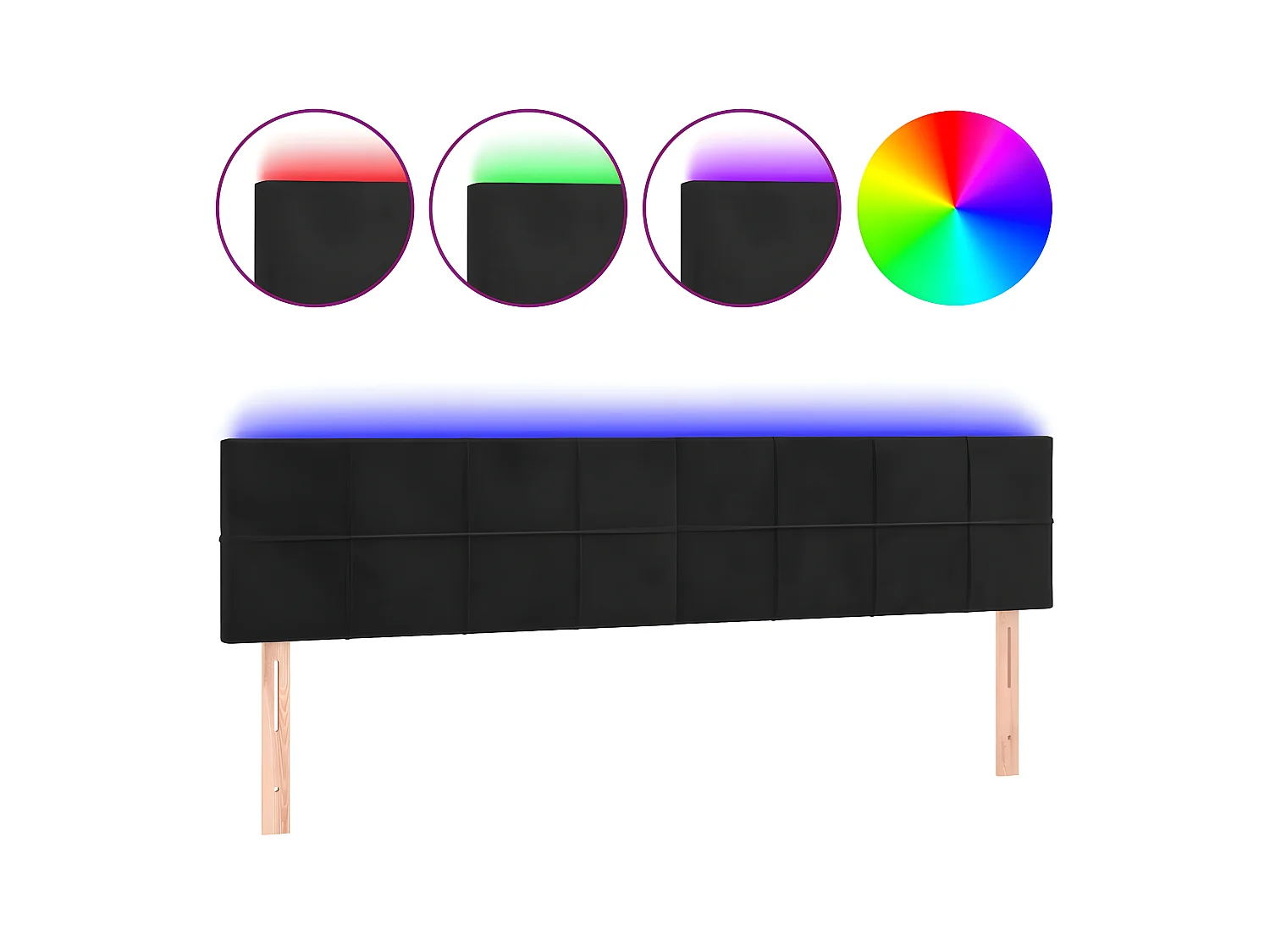 LED Kopfteil,Bettkopfteil Schwarz 180x5x78/88 cm Samt -gkd448005