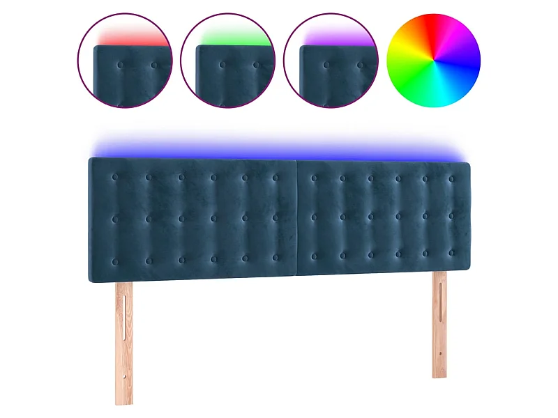 LED Kopfteil,Bettkopfteil Dunkelblau 144x5x78/88 cm Samt -gkd711246