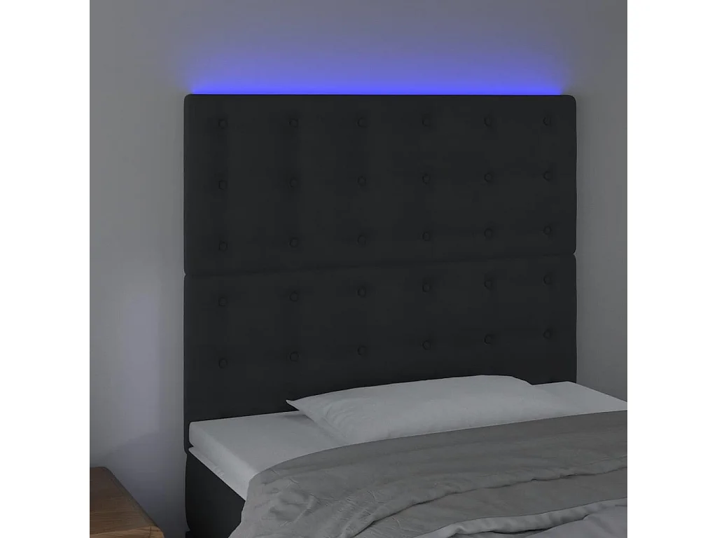 Testiera | Testata del letto a LED Nera 100x5x118/128 cm in Velluto