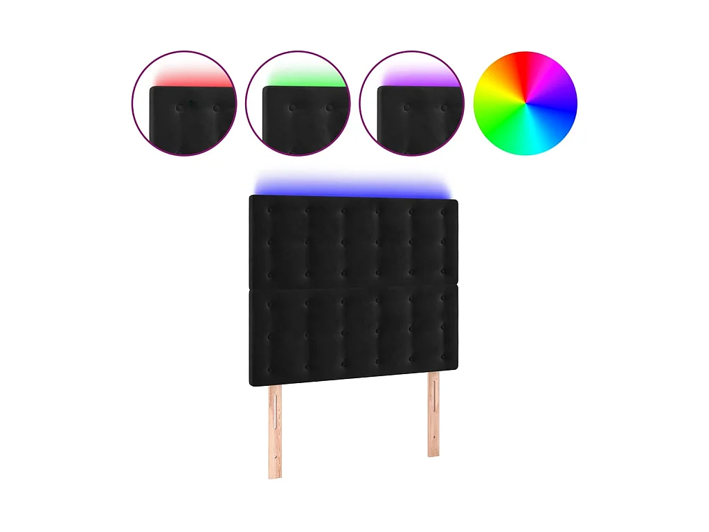 Tête de lit à LED Noir 100x5x118/128 cm Velours POI99365 BonneVie Meuble