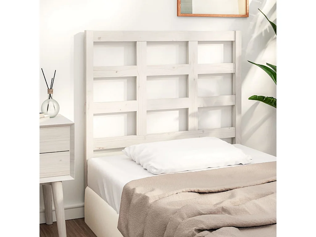 Tête de lit Blanc 95,5x4x100 cm Bois massif de pin POI84948 BonneVie Meuble
