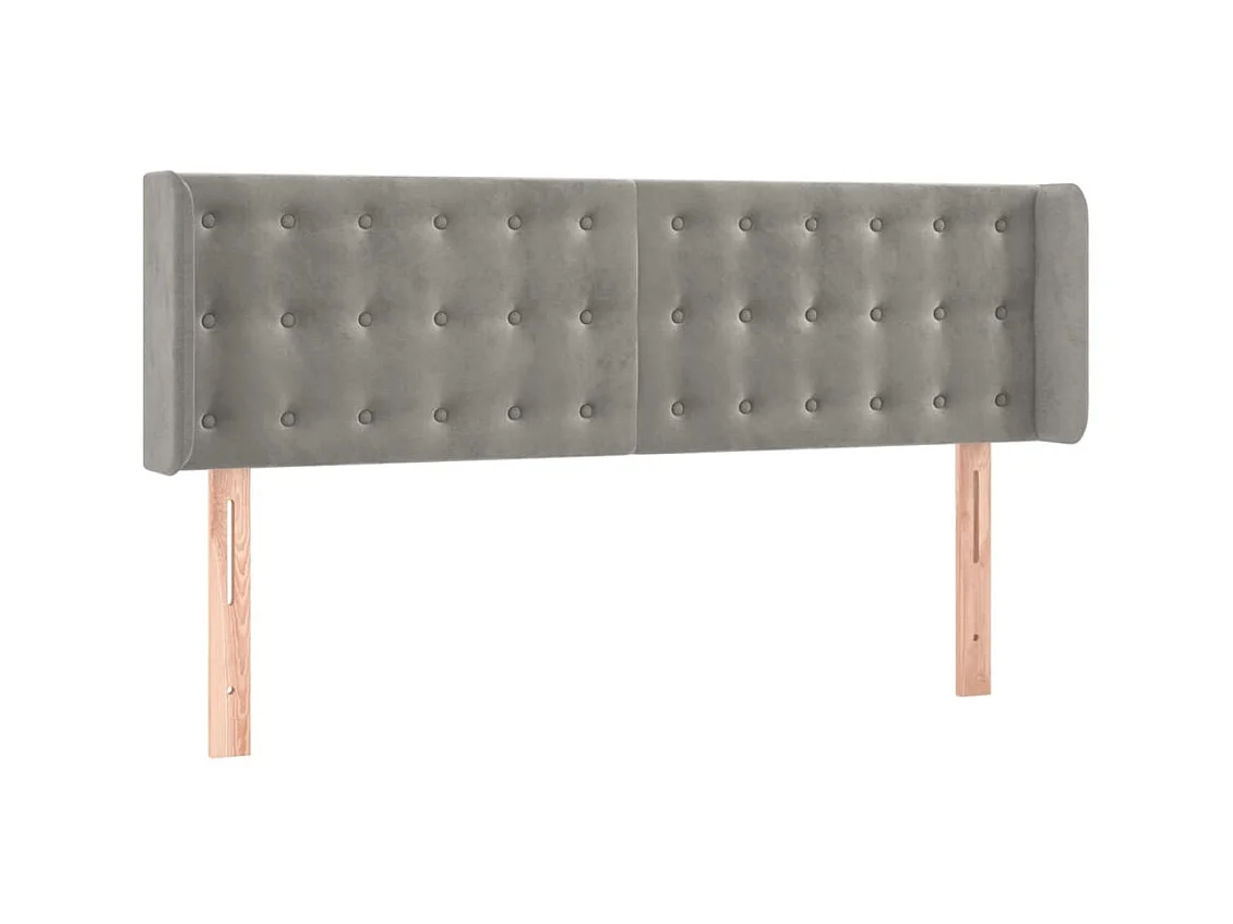 Tête de lit avec oreilles Gris clair 147x16x78/88 cm Velours POI64012 BonneVie Meuble