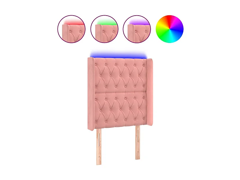Tête de lit à LED Rose 83x16x118/128 cm Velours  POI32319 BonneVie Meuble