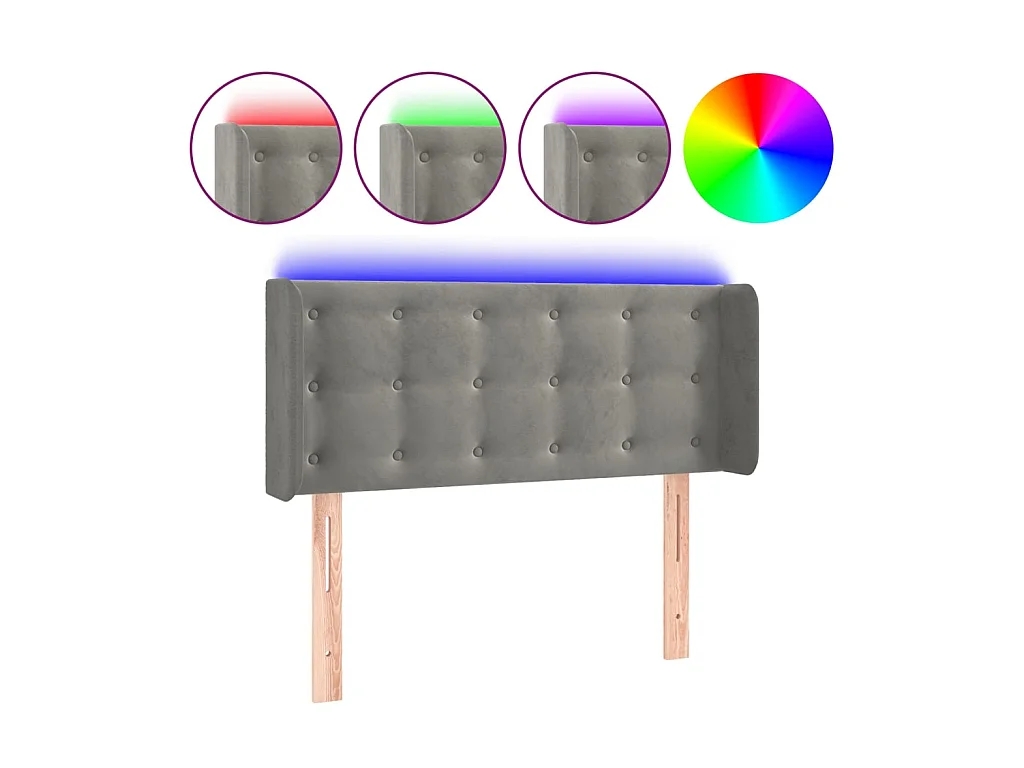 Tête de lit à LED Gris clair 83x16x78/88 cm Velours POI97687 BonneVie Meuble