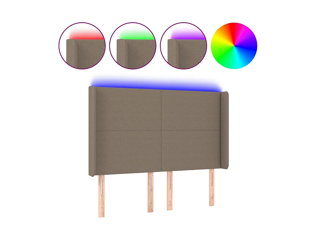 Tête de lit à LED Taupe 147x16x118/128 cm Tissu POI73228 BonneVie Meuble