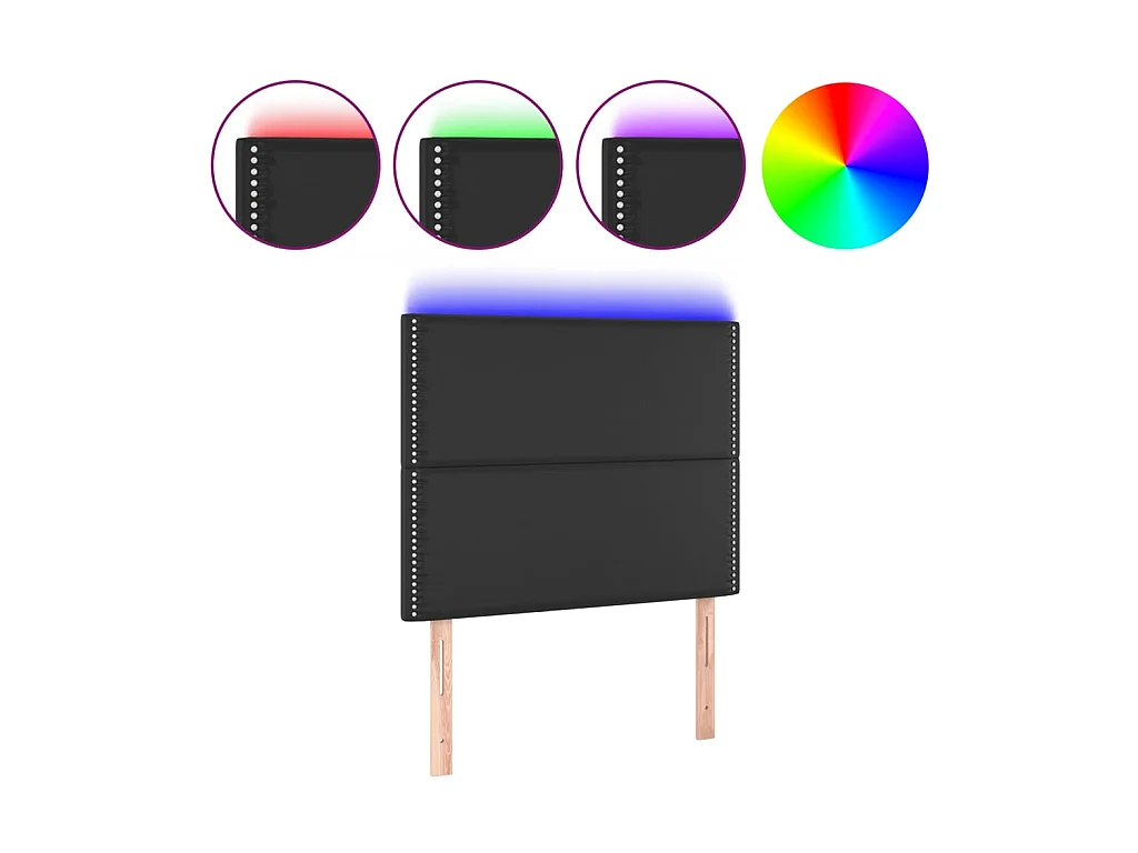 Tête de lit à LED Noir 80x5x118/128 cm Similicuir POI65341 BonneVie Meuble
