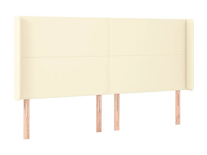 Cabecero con orejas cuero sintético crema 183x16x118/128 cm ES81776