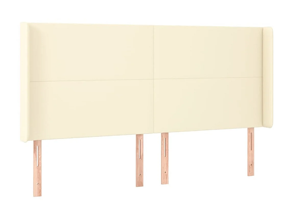 Cabecero con orejas cuero sintético crema 183x16x118/128 cm ES81776