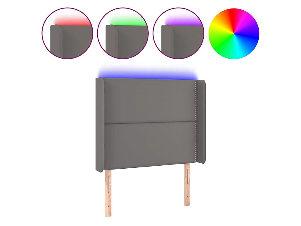 Tête de lit à LED Gris 93x16x118/128 cm Similicuir POI80118 BonneVie Meuble